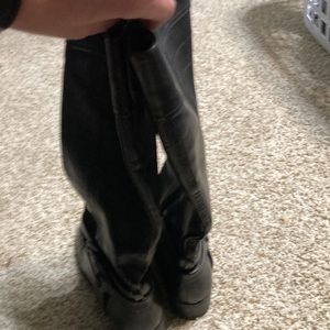 Black calf high boots